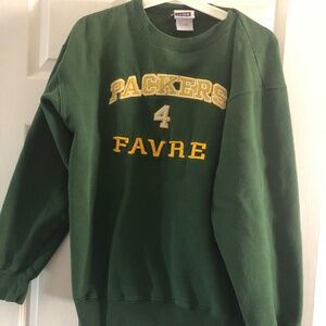 Vintage 90s Green Bay Packers Brett Farve Football Embroidered Sweatshirt Mens